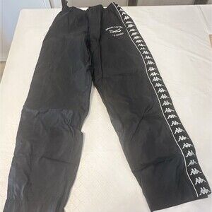 Kappa Mens Warm Up Pants Medium Black Nylon  Leg Zipper Sports Gym Trouser